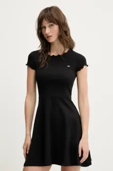 Tommy Jeans rochie culoarea negru, maxi, evazati, DW0DW20614 imagine