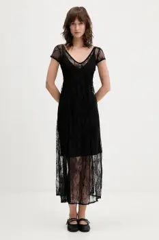 Tommy Jeans rochie culoarea negru, maxi, evazati, DW0DW21507 imagine