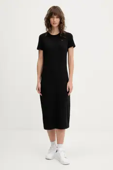Tommy Jeans rochie culoarea negru, midi, evazata, DW0DW19721 imagine