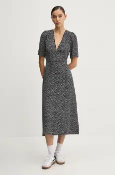 Tommy Jeans rochie culoarea negru, midi, evazati, DW0DW20450 imagine