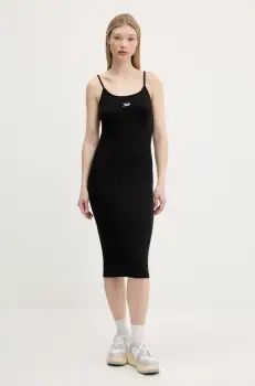 Tommy Jeans rochie culoarea negru, midi, mulata, DW0DW20330 imagine