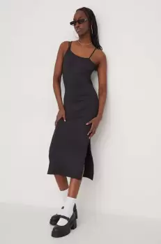 Tommy Jeans rochie culoarea negru, midi, mulata imagine