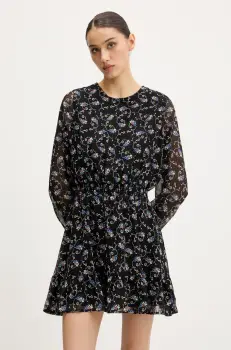 Tommy Jeans rochie culoarea negru, mini, evazati, DW0DW20338 imagine