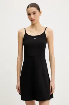 Tommy Jeans rochie culoarea negru, mini, evazati, DW0DW21354 imagine