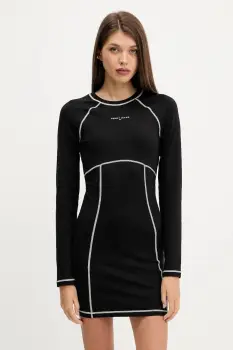 Tommy Jeans rochie culoarea negru, mini, evazati, DW0DW21465 imagine