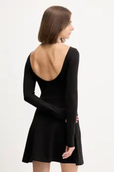 Tommy Jeans rochie culoarea negru, mini, evazati, DW0DW21745 imagine