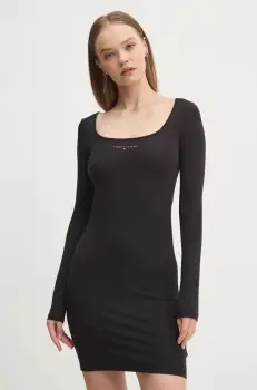 Tommy Jeans rochie culoarea negru, mini, mulata, DW0DW18722 imagine