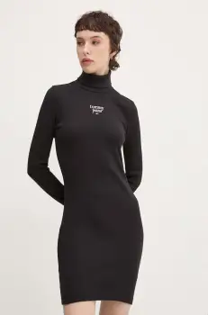 Tommy Jeans rochie culoarea negru, mini, mulata, DW0DW19678 imagine