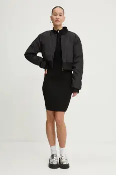 Tommy Jeans rochie culoarea negru, mini, mulata, DW0DW19836 imagine