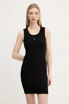 Tommy Jeans rochie culoarea negru, mini, mulata, DW0DW20674 imagine