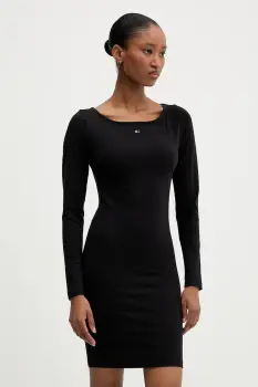 Tommy Jeans rochie culoarea negru, mini, mulata, DW0DW21493 imagine