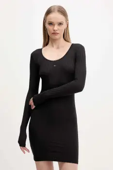 Tommy Jeans rochie culoarea negru, mini, mulata, DW0DW21508 imagine