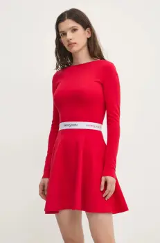 Tommy Jeans rochie culoarea rosu, mini, evazati, DW0DW19465 imagine