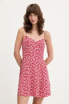 Tommy Jeans rochie culoarea rosu, mini, evazati, DW0DW20880 imagine