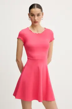 Tommy Jeans rochie culoarea roz, maxi, evazati, DW0DW20614 imagine