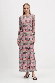 Tommy Jeans rochie culoarea roz, maxi, evazati, DW0DW21511 imagine