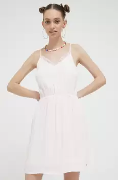 Tommy Jeans rochie culoarea roz, mini, evazati imagine