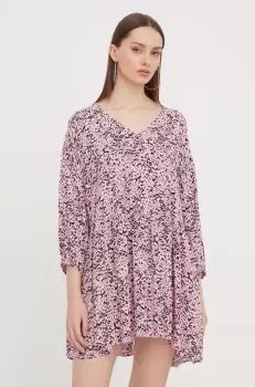 Tommy Jeans rochie culoarea roz, mini, evazati imagine