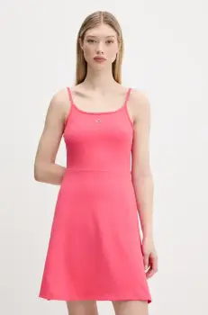 Tommy Jeans rochie culoarea roz, mini, evazati, DW0DW21354 imagine