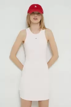 Tommy Jeans rochie culoarea roz, mini, mulata imagine