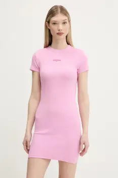 Tommy Jeans rochie culoarea roz, mini, mulata, DW0DW21186 imagine