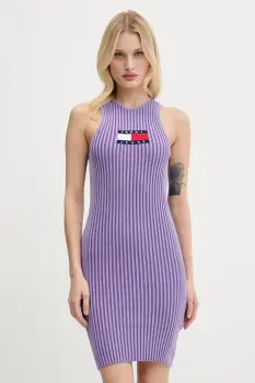 Tommy Jeans rochie culoarea violet, maxi, mulata, DW0DW20877 imagine