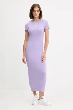 Tommy Jeans rochie culoarea violet, midi, mulata, DW0DW20873 imagine