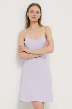 Tommy Jeans rochie culoarea violet, mini, evazati imagine