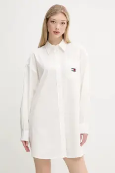 Tommy Jeans rochie din bumbac culoarea alb, mini, oversize, DW0DW21122 imagine