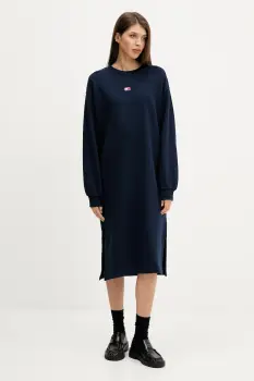 Tommy Jeans rochie din bumbac culoarea bleumarin, mini, oversize, DW0DW21484 imagine