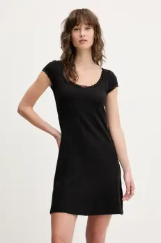 Tommy Jeans rochie din bumbac culoarea negru, mini, drept, DW0DW20616 imagine