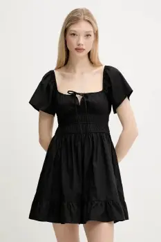 Tommy Jeans rochie din bumbac culoarea negru, mini, evazati, DW0DW20882 imagine