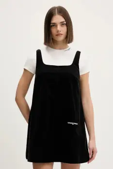 Tommy Jeans rochie din bumbac culoarea negru, mini, evazati, DW0DW22463 imagine