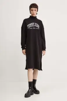 Tommy Jeans rochie din bumbac culoarea negru, mini, oversize, DW0DW19808 imagine