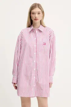 Tommy Jeans rochie din bumbac culoarea roz, mini, oversize, DW0DW21122 imagine