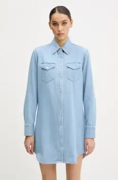 Tommy Jeans rochie din denim mini, drept, DW0DW20111 imagine