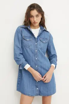 Tommy Jeans rochie jeans mini, drept, DW0DW19853 imagine