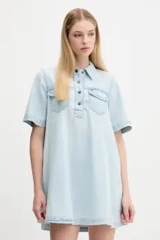 Tommy Jeans rochie jeans mini, drept, DW0DW20519 imagine