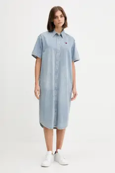 Tommy Jeans rochie jeans mini, evazati, DW0DW21205 imagine