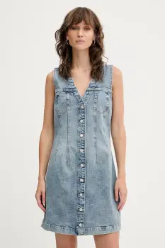 Tommy Jeans rochie jeans mini, mulata, DW0DW20520 imagine