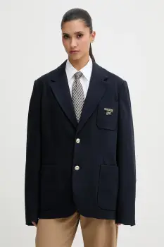 Tommy Jeans sacou culoarea albastru marin, un singur rand de nasturi, neted, DW0DW22495 imagine