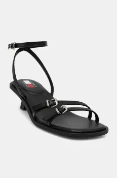 Tommy Jeans sandale de piele THE NOHO SANDAL culoarea negru, EN0EN02779 imagine