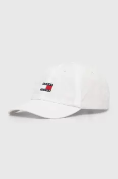 Tommy Jeans sapca de baseball din bumbac culoarea alb, cu imprimeu imagine