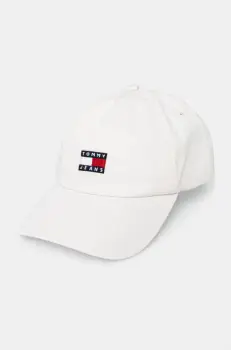 Tommy Jeans sapca de baseball din bumbac culoarea alb, cu imprimeu, AW0AW16991 imagine