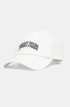 Tommy Jeans sapca de baseball din bumbac culoarea alb, cu imprimeu, AW0AW16992 imagine