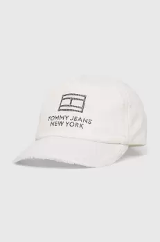 Tommy Jeans sapca de baseball din bumbac culoarea alb, cu imprimeu imagine