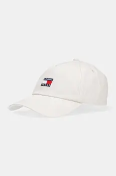 Tommy Jeans sapca de baseball din bumbac culoarea bej, cu imprimeu, AW0AW16991 imagine