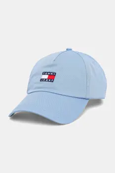 Tommy Jeans sapca de baseball din bumbac culoarea bej, cu imprimeu, AW0AW16991 imagine