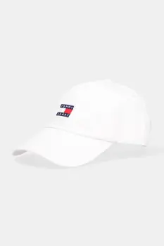 Tommy Jeans sapca de baseball din bumbac culoarea maro, cu imprimeu, AM0AM12933 imagine