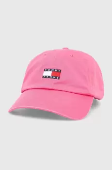 Tommy Jeans sapca de baseball din bumbac culoarea roz, cu imprimeu imagine